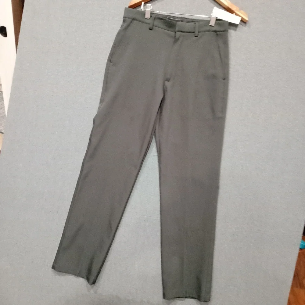 OOBE Mens Dress Pants 30/32 Charcoal Gray Flat Front Straight Leg Trousers